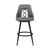 Ruby Contemporary 30" Bar Height Barstool in Black Powder Coated Finish and Grey Faux Leather