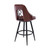 Ruby Contemporary 26" Counter Height Barstool in Black Powder Coated Finish and Vintage Coffee Faux Leather