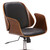 Armen Living Santiago Mid-Century Office Chair in Black Faux Leather with Walnut Wood Finish