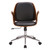 Armen Living Santiago Mid-Century Office Chair in Black Faux Leather with Walnut Wood Finish