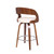 Shelly Contemporary 26" Counter Height Swivel Barstool in Walnut Wood Finish and Cream Faux Leather