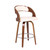 Shelly Contemporary 26" Counter Height Swivel Barstool in Walnut Wood Finish and Cream Faux Leather