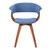 Armen Living Summer Mid-Century Chair in Blue Fabric with Walnut Wood Finish