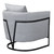 Armen Living Swan Contemporary Accent Chair with Black Iron Finish Grey Fabric