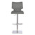 Armen Living Sydney Adjustable Barstool in Brushed Stainless Steel with Vintage Grey Faux Leather and Grey Walnut Wood Back