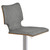 Armen Living Sydney Adjustable Barstool in Brushed Stainless Steel with Vintage Grey Faux Leather and Walnut Wood Back