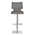 Armen Living Sydney Adjustable Barstool in Brushed Stainless Steel with Vintage Grey Faux Leather and Walnut Wood Back