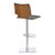 Armen Living Sydney Adjustable Barstool in Brushed Stainless Steel with Vintage Grey Faux Leather and Walnut Wood Back