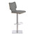 Armen Living Sydney Adjustable Barstool in Brushed Stainless Steel with Vintage Grey Faux Leather and Walnut Wood Back