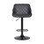 Toby Contemporary Adjustable Barstool in Black Powder Coated Finish with Grey Faux Leather and Black Brushed Wood Finish