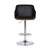 Toby Contemporary Adjustable Barstool in Chrome Finish with Black Faux Leather and Walnut Finish