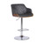 Toby Contemporary Adjustable Barstool in Chrome Finish with Grey Faux Leather and Walnut Finish