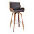 Armen Living Tyler 26" Mid-Century Swivel Counter Height Barstool in Brown Faux Leather with Walnut Veneer