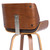 Armen Living Tyler 26" Mid-Century Swivel Counter Height Barstool in Brown Faux Leather with Walnut Veneer