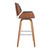 Armen Living Tyler 30" Mid-Century Swivel Bar Height Barstool in Brown Faux Leather with Walnut Veneer