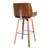 Armen Living Tyler 30" Mid-Century Swivel Bar Height Barstool in Brown Faux Leather with Walnut Veneer
