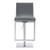 Victory Contemporary Swivel Barstool in Brushed Stainless Steel and Grey Faux Leather