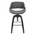 Vanessa Contemporary Adjustable Barstool in Black Brushed Wood Finish and Grey Faux Leather