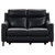 Wisteria Contemporary Loveseat in Light Brown Wood Finish and Black Genuine Leather