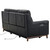 Wisteria Contemporary Sofa in Light Brown Wood Finish and Black Genuine Leather