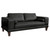 Armen Living Wynne Contemporary Loveseat in Genuine Black Leather with Brown Wood Legs