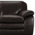 Armen Living Zanna Contemporary Loveseat in Genuine Dark Brown Leather with Brown Wood Legs