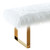 Armen Living Zinna Contemporary Bench in White Fur and Gold Stainless Steel Finish
