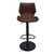 Armen Living Zuma Adjustable Swivel Metal Barstool in Vintage Coffee Faux Leather and Black Metal Finish