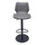 Armen Living Zuma Adjustable Swivel Metal Barstool in Vintage Gray Faux Leather and Black Metal Finish