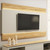 Manhattan Comfort Lincoln 85.43"  TV Panel with LED Lights  in Off White and Cinnamon