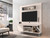 Manhattan Comfort Baxter 53.54 Mid-Century Modern Freestanding Entertainment Center with Media Shelves and Wine Rack in Off White