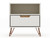 Manhattan Comfort Rockefeller 1.0 Mid-Century- Modern Nightstand with 1-Drawer in Off White and Nature