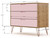 Manhattan Comfort Rockefeller Mic Century- Modern Dresser and Nightstand with Drawers- Set of 2 in Nature and Rose Pink