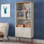 Manhattan Comfort Windsor Modern Display Bookcase Cabinet with 5 Shelves in Off White and Nature