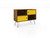 Manhattan Comfort Baxter Mid-Century- Modern 35.43" TV Stand with 4 Shelves in Rustic Brown and Yellow