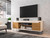 Manhattan Comfort Baxter Mid-Century - Modern 62.99" TV Stand with 4 Shelves in Off White and Cinnamon