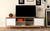 Manhattan Comfort Mid-Century - Modern Jones 63" TV Stand in with 8 Shelves White and Pine Wood