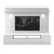 Manhattan Comfort Vanderbilt TV Stand and Cabrini 2.2 Floating Wall TV Panel with LED Lights in White Gloss