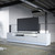Manhattan Comfort Vanderbilt TV Stand and Cabrini 2.2 Floating Wall TV Panel with LED Lights in White Gloss