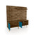 Manhattan Comfort Liberty 70.87" Freestanding Entertainment Center with Overhead shelf in Rustic Brown and Aqua Blue