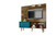 Manhattan Comfort Liberty 70.87" Freestanding Entertainment Center with Overhead shelf in Rustic Brown and Aqua Blue