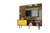Manhattan Comfort Liberty 70.87" Freestanding Entertainment Center with Overhead shelf in Rustic Brown and Yellow