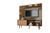 Manhattan Comfort Liberty 70.87" Freestanding Entertainment Center with Overhead shelf in Rustic Brown and 3D Brown Prints