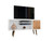 Manhattan Comfort Liberty 53.14" Mid-Century - Modern TV Stand with 5 Shelves and 1 Door in White and 3D Brown Prints