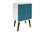 Manhattan Comfort Liberty Mid-Century - Modern Nightstand 2.0 with 2 Full Extension Drawers in White and Aqua Blue with Solid Wood Legs