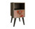 Manhattan Comfort Abisko Stylish Side Table with 1- Cubby and 1-Drawer in Oak and Colorful Stamp Door