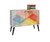 Manhattan Comfort Funky Avesta Side Table 2.0 with 3 Shelves in a White Frame with a Colorful Stamp Door