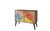 Manhattan Comfort Funky Avesta Side Table 2.0 with 3 Shelves in an Oak Frame with a Colorful Stamp Door