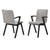 Varde Mid-Century Grey Upholstered Dining Chairs in Black Finish - Set of 2