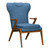 Ryder Mid-Century Accent Chair in Champagne Ash Wood Finish and Blue Fabric